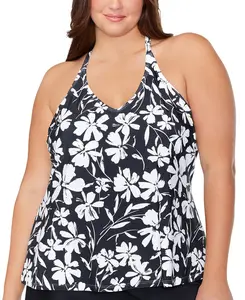 Island Escape Women's Plus Size T-Back Underwire Tankini Top