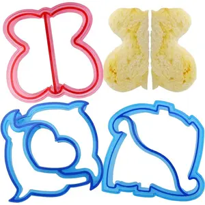 3 count Sandwich Mold Sandwich  in Cute Color and Creative Shapes Sandwich Maker Crust  for  Boys Girls DIY Lunch Bento Boxes Cookie (Dinosaur & Dolphin & Butterfly Shapes)