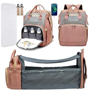 Kabaqoo Diaper Bag Backpack Large Baby Diaper bag for Boys Girls With USB Charging Port Multifunction Waterproof Travel Backpack for Moms Dads SpringStatements