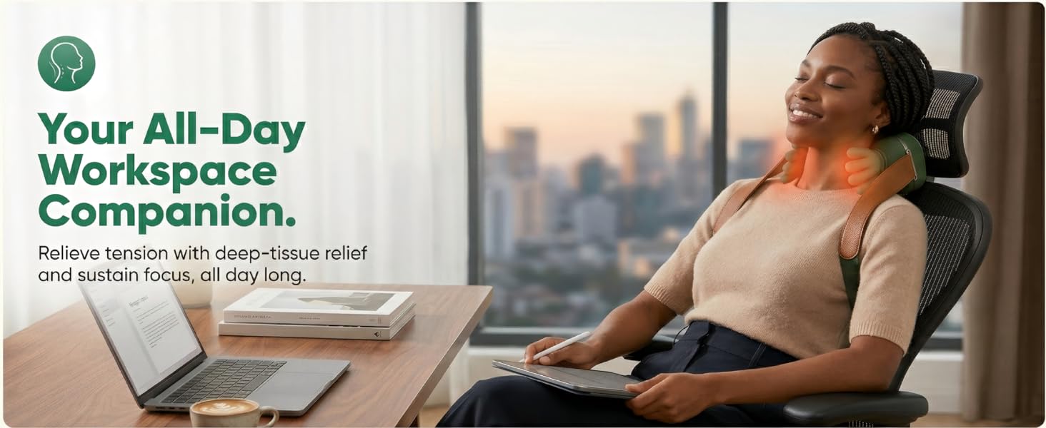 Mother‘s Day Gifts for Mom, Neck and Shoulder Massager with Bionic Hand 3D Kneading and Heat, Wireless Portable Electric Massager for Pain Relief, Adjustable Speed