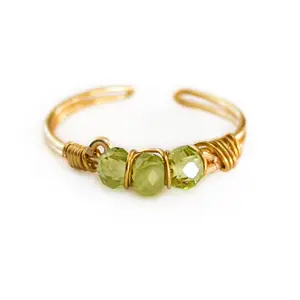 Peridot Ring – August Birthstone Stacking Ring, Adjustable Gemstone Ring, Handmade Gift for Her