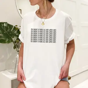 Women's Short-Sleeve Round Neck Feminism Statement T-shirt - Reproductive Rights Message, Comfortable Fit, Suitable for Parties