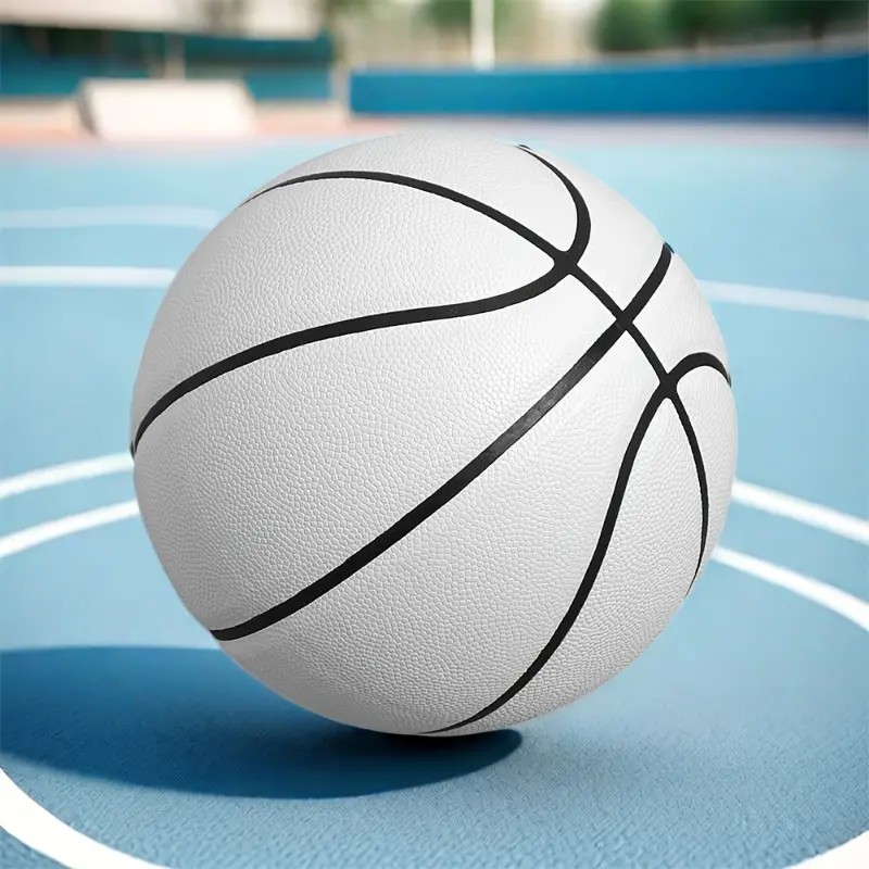 No. 7 PU Leather Basketball for Adults - Premium Black & White Durable Ball, Independence Day Themed, for Indoor/Outdoor Training, Competition