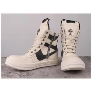 Ricks  men shoes Leather Trendy Thick-Soled Sneakers Owens  Large Triangle Trendy Shoes High-Top Classic for Men and Women