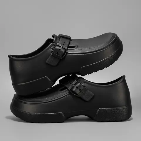 TEER Men's Slip-On Rubber Lightweight Cushioned Casual Clogs - Professional Waterproof, Oil-Proof, Adjustable, Soft Work Footwear Mules for Restaurants, Hospitals