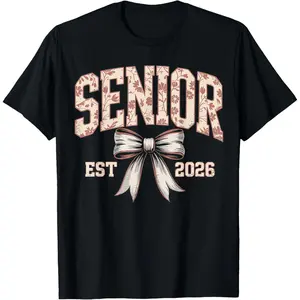 Senior of 2026, Coquette Bow Floral Graduation Class 2026 T-Shirt