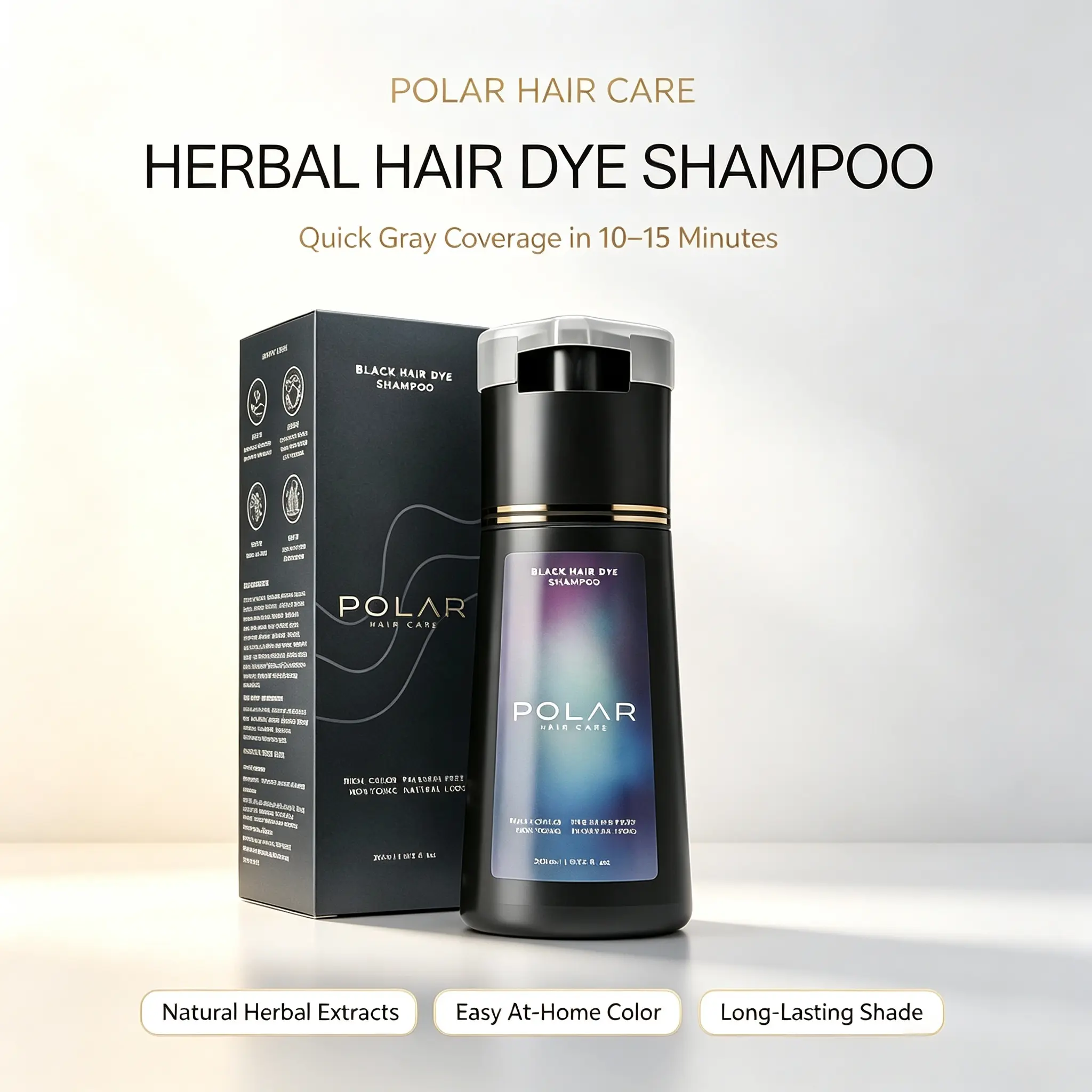 POLRA Herbal Hair Dye Shampoo, Quick Gray Root Coverage Hair Color Shampoo, At Home DIY Hair Coloring Shampoo, Multiple Fashion Shades, Gentle Herbal Formula for Men & Women