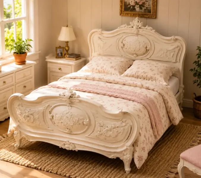 French Rococo Miniature Queen Bed Frame