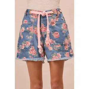 Aris Denim Shorts w/ Patch Pockets & Belt