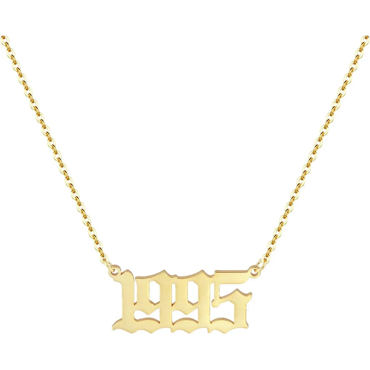 Birth Year Necklace 18K Gold Plated Birth Year Number Pendant Necklace Stainless Steel Birthday Year Necklace for Women,1970-2024