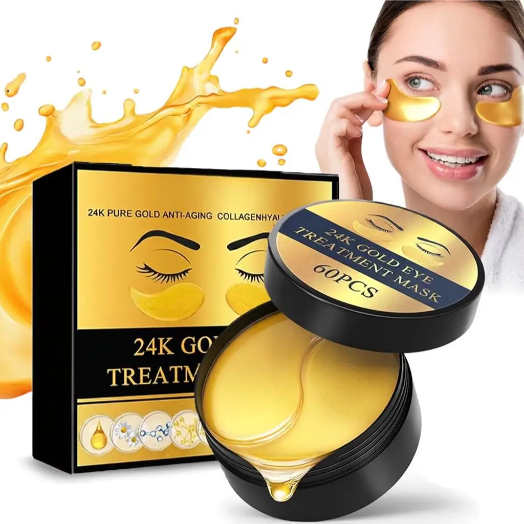 24k Eye Mask Collagen Eye Patch for Hydration and Nourishment, Firming and Moisturizing Collagen and Hyaluronic Acid Formula, Reduces Dark Circles and Puffiness, Eye Bag Treatment, Hydrating Eye Treatments