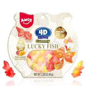 Amos 4D Lucky Fish Gummy – Real Juice Filled, 3D Shaped Goldfish Candy for Fun & Drinks(Peach & Mango Flavor, 65g) Perfect Sweet gift Snack Fruit Amos 4D Lucky Fish Gummy – Real Juice Filled, 3D Shaped Goldfish Candy for Fun & Drinks(Peach & Mango Flavor, 65g) Perfect Sweet gift Snack Fruit