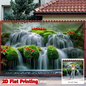 2D Flat Banner, 1pc with Scenic Waterfall Green Theme - Polyester Fabric Photography Backdrop, Party, Wedding party backdrop, Ideal for St Patrick Day, Birthdays, Portraits, Party Decorations, Celebrations