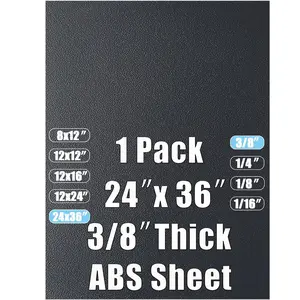 ABS Plastic Sheet 3/8 Inch Thick 24" x 36" (1-Pack),Two-Sided Heat Moldable Panel (Thermoplastic Textured Front & Smooth ), Black Thermoform Board  for DIY Projects, Decor, Handcrafts