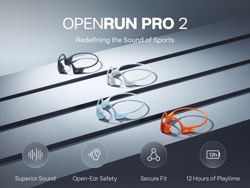 SHOKZ OpenRun Pro 2 - Open-Ear, Bone Conduction Sport Headphones - Sweat Resistant, Workout Headphones with Deep Bass and Smart Mic SHOKZ OpenRun Pro 2 - Open-Ear, Bone Conduction Sport Headphones - Sweat Resistant, Workout Headphones with Deep Bass and Smart Mic