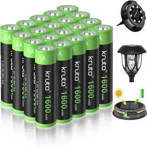 20-Pack Rechargeable AA Batteries Pre-Charged, 1600mah NiMH Rechargeable AA Solor Batteries Double A Battery for Outdoor Solar Lights and Household Devices