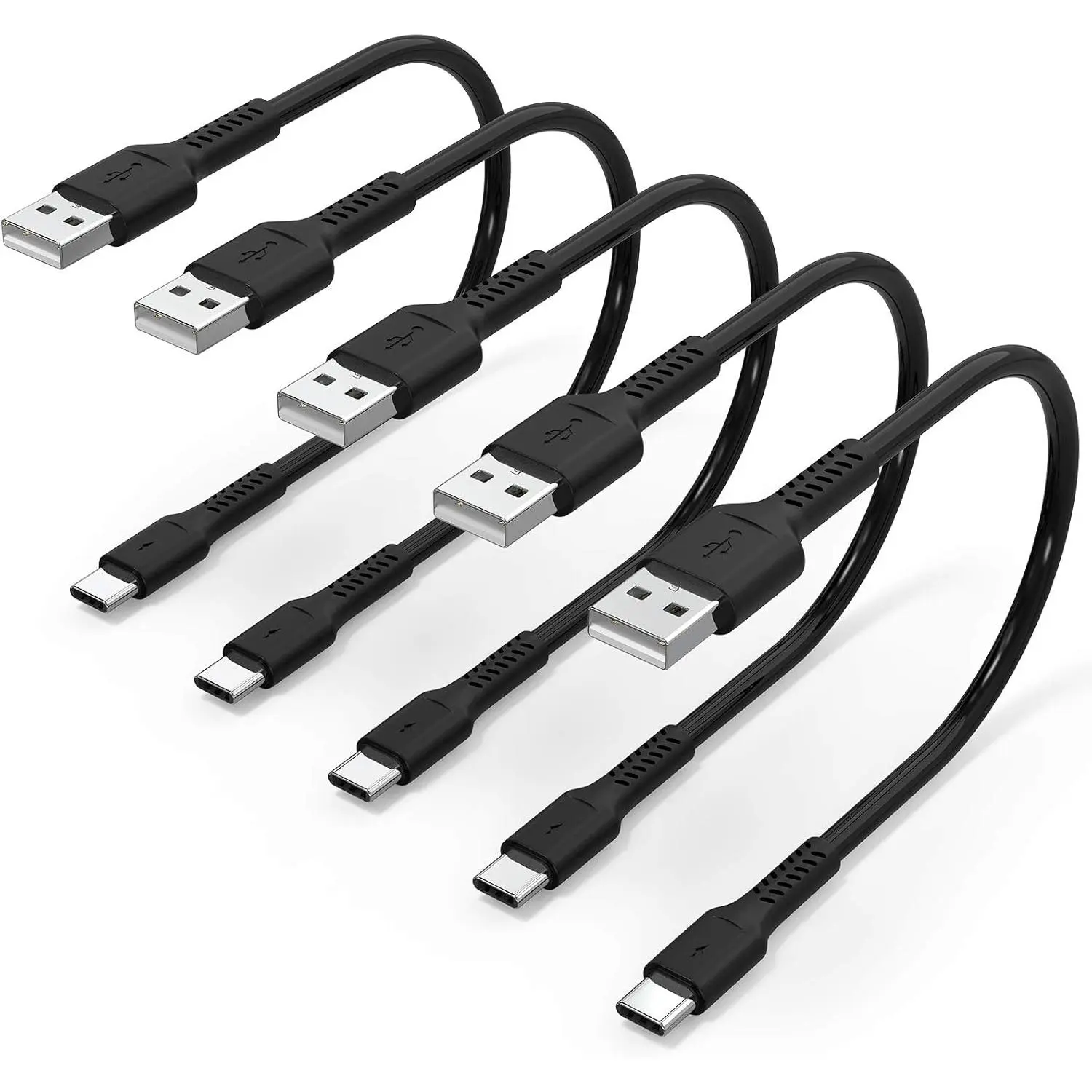 6 inch Short Fast  Cord, 5 Pack Durable USB A to USB Type C 3A  for  Station Compatible with  Galaxy Note 9 10 S10 S20 S30  7T 8T  V30 V40, Cable, Portable, Electronic