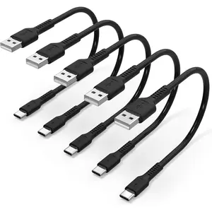 6 inch Short Fast  Cord, 5 Pack Durable USB A to USB Type C 3A  for  Station Compatible with  Galaxy Note 9 10 S10 S20 S30  7T 8T  V30 V40