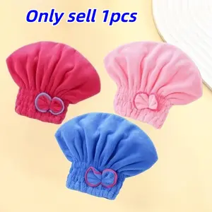 Ultra-Soft Coral Fleece Hair Towel Hat, Thick Butterfly Knot Design, Long Fiber Bath Cap, Fashion Hair Accessory, Shower Cap