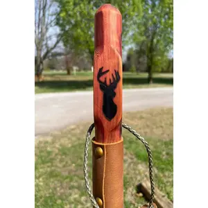 Deer Red Cedar Walking Stick — Hand Engraved Hiking Staff