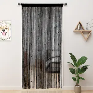 Beaded Curtain Beaded Curtains for Doorways Crystals Suitable for Interior Hanging Decoration and Partitions Closet Curtains (39"x79", Black)