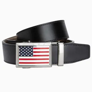 Heritage USA Flag Black Golf Ratchet Belt 1.38" [35mm]