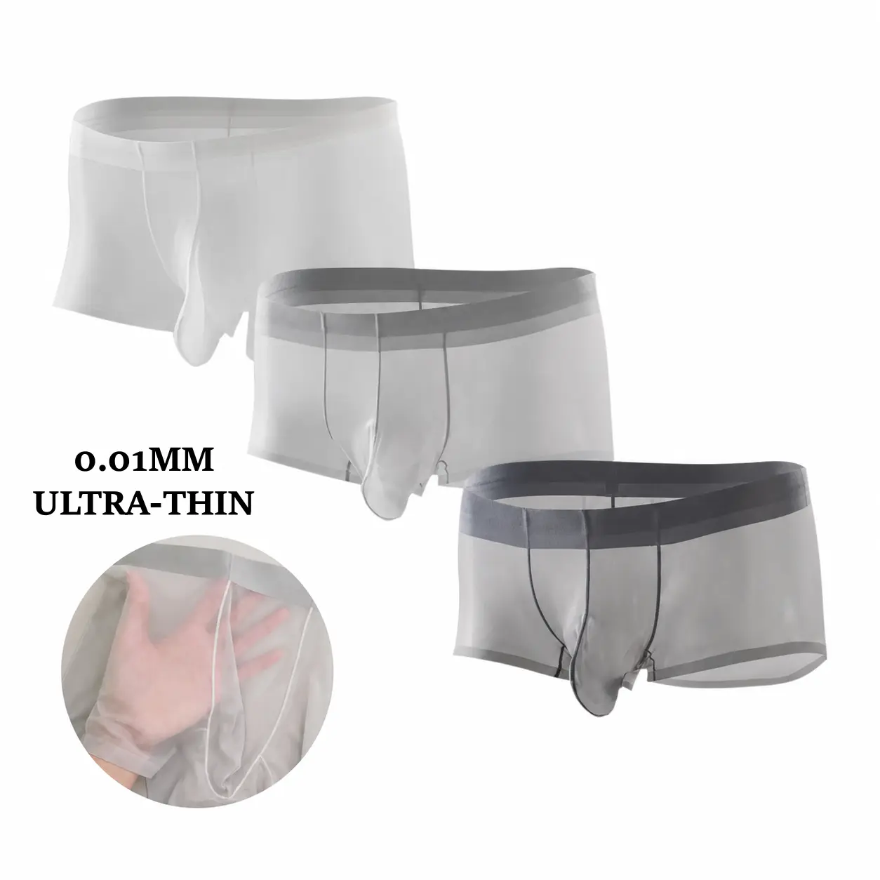3/6 Pack Mens Ice Silk Underwear Breathable U-Convex Pouch Boxer Briefs Seamless Cooling Quick Dry Trunks for Sports Fitness Daily Travel Low Rise Comfortable Underpants,soft,cotton,short,tall, Fabric, S, No
