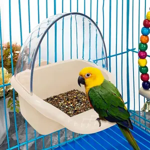 Bird Bath for Cage,Birdbath  Parakeet Caged Bathing Tubs Parrot Bath Tub Water Shower  Feeder Holder Tray White Small Birds Parrots Cockatiel Budgies