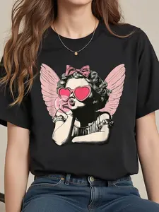 Retro Cupid Valentine Day Cute Vintage Cupid Blowing Bubble T-Shirt