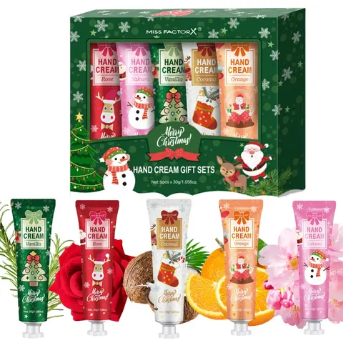 Women's Moisturizing Hand Cream Gifting Set, Valentine's Day & Christmas Theme, Travel Size Lotion for Dry Skin, Perfect for Moms, 5 Pieces/box, 30g Each