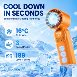 [H KOOLHIVE] Mini Handheld Mobile Cooling Fan - 199-Speed Precision Control, Ice-Cooling Function, LED Display, Pocket-Size Portable Fan for outdoor Travel, Summer beach