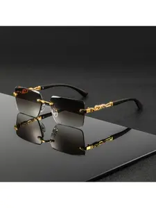 Men's Retro Square Metal Rimless Eyeglasses Stylish Square Frames Classic Vintage Elegant Frame for Business Casual Sunglasses Frames Modern Sunglasses