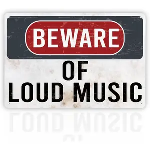Loud Music Warning Sign Retro Vintage Metal Wall Decoration for Home Garage Bar Pub Club Man Cave Indoor and Outdoor modern decor poster quirky starry night crystal  wood marble  mosaic minimalist inspirational Durable Aluminum Thankful Rustic Wine Art wo