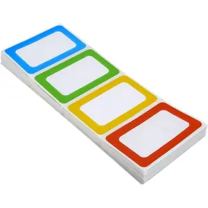 Plain Name Tag Stickers Colorful Border Name Tag Labels - 200 Stickers (3.5 x 2.25 inch)