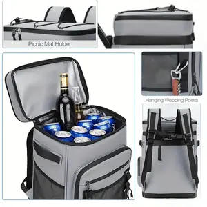 7.93-Gallon Large Insulated Backpack Cooler – Multi-Compartment Outdoor Bag for Camping, Hiking & Beach, Durable Leakproof Design, Unisex Travel Backpack with Side Pockets, Black