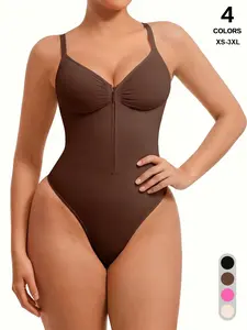 Women's Seamless Bodysuit Thong Bodysuit Sweetheart Neck Fitted Women's Comfort Shapewear Underwear Casual Breathable and Comfortable Daytime Sleeveless Corset Zipper Shapewear Bodysuits Body Shaping Underwear