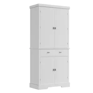 72 Inches Tall Kitchen Pantry Cabinet with Drawer, Modern Wood Storage Cabinet with Adjustable Shelves for Bathroom, Living Room, Dining Room, White