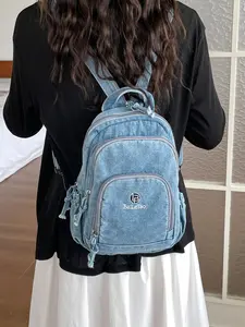 2026 New Vintage Washed Denim Mini Backpack, Multi-Pocket Casual Small Backpack, Student Daily Commute Travel Bag, All Seasons