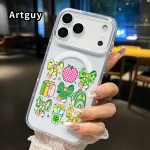 School Supply Charm Pattern Magnetic Phone Case for iPhone 17 16  Pro Max Plus 15 14 13 12 11 Air E Anti-Yellowing Shockproof Lightweight Transparent Acrylic Large Hole Soft Cover Supports Wireless Charging