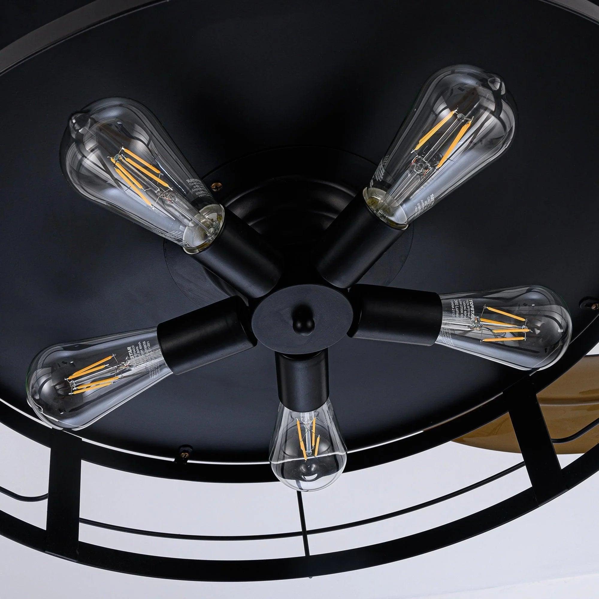 52" Industrial Downrod Mount Ceiling Fan with LED Light & Remote Control