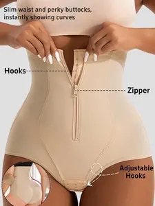 Black Friday 1 Count Women's High Waist Fit Shapewear Shorts, Fajas, Butt Lifting And Tummy Control Shapewear Bottoms, Body Shaper Panty With Hooks, Shapewear Briefs With Zipper Closure, Waist Trainer, Suitable For Daily Wear Or Sports