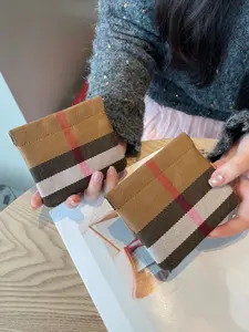 Classic Plaid Automatic Closure Small Wallet, Portable Coin Purse, Girl Heart Zipper Bag, Stylish and Functional Accessory, Trendy Wallet, Wallets Women