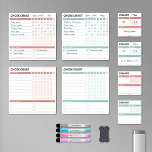 Chore Chart for  Multiple , Dry Erase Fridge Chore Board, Includes 4 Behavior Responsibility Chart Whiteboards for Refrigerator & 4  Boards, 4 Markers + Eraser