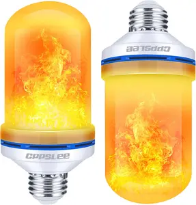 Flame Light Bulbs, 4 Modes Flickering Effect, E26 Base Fire Flame Bulb, Ideal for Halloween and Christmas Party Decorations, Yellow, 2 Pack