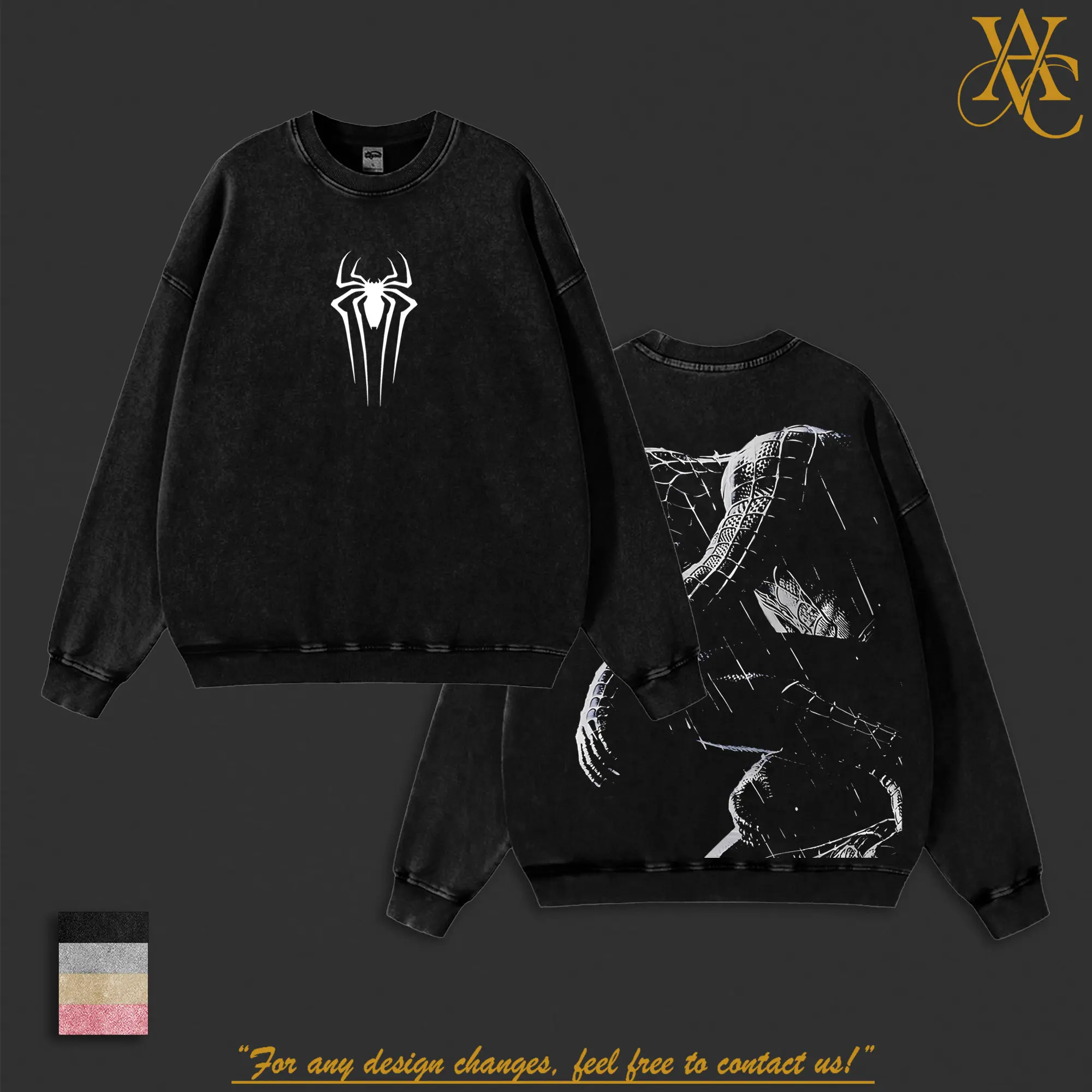 Vintage Black Web Hero Acid Wash Oversized T-Shirt & Hoodie, Dark Symbiote Graphic Tee, Black Suit Web Warrior Streetwear Shirt, Heavyweight Cotton Y2K Comic Aesthetic Fashion Top, Retro Washed Unisex Superhero Fan Merch Tee
