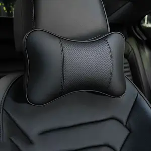 Car Headrest Leather Neck Support Cushion, Breathable Dual Bone Design, Comfortable Car Pillow for Long Drives, Adjustable Headrests, Car Accessories