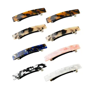8 Pcs Barrettes for Fine Thin Thick Hair, 3 Inch Acetate Small Clips Barrette No Slip, French Tortoise Shell Womens Girls Accessories