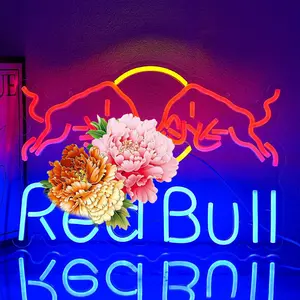 Red Bull Drink Neon Sign Dimmable Led Pepper Light for Wall Decor, Soda Decor Neon Signs for Business Man Cave, Bar, Shop, Bedroom, Pepper Gifts for Christmas, Birthday Decorative Lighting Lamps