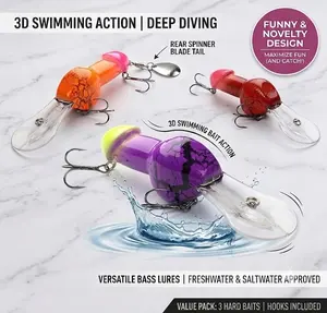 3D Funny Floating Fishing Lures, Topwater Bait with Spinner Hooks, Freshwater-Saltwater Bass Fishing Gear, Suitable for Beginners