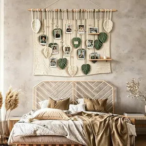 Bohemian Macrame Leaf Wall Hanging. Ideal For Bedroom, Kitchen, Dining & Bathroom Decor With Its Bohemian - Rustic Style. A Perfect Gift For Mom.